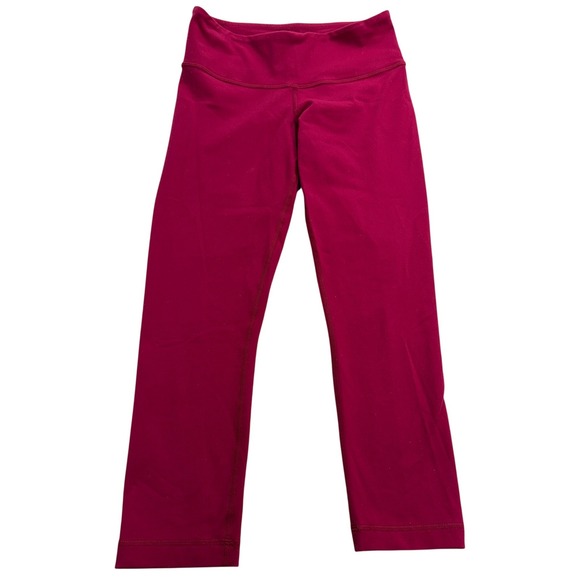 Lululemon Pants - Lululemon Wunder Under Mid-Rise Cropped Leggings Womens 4 Berry Pink